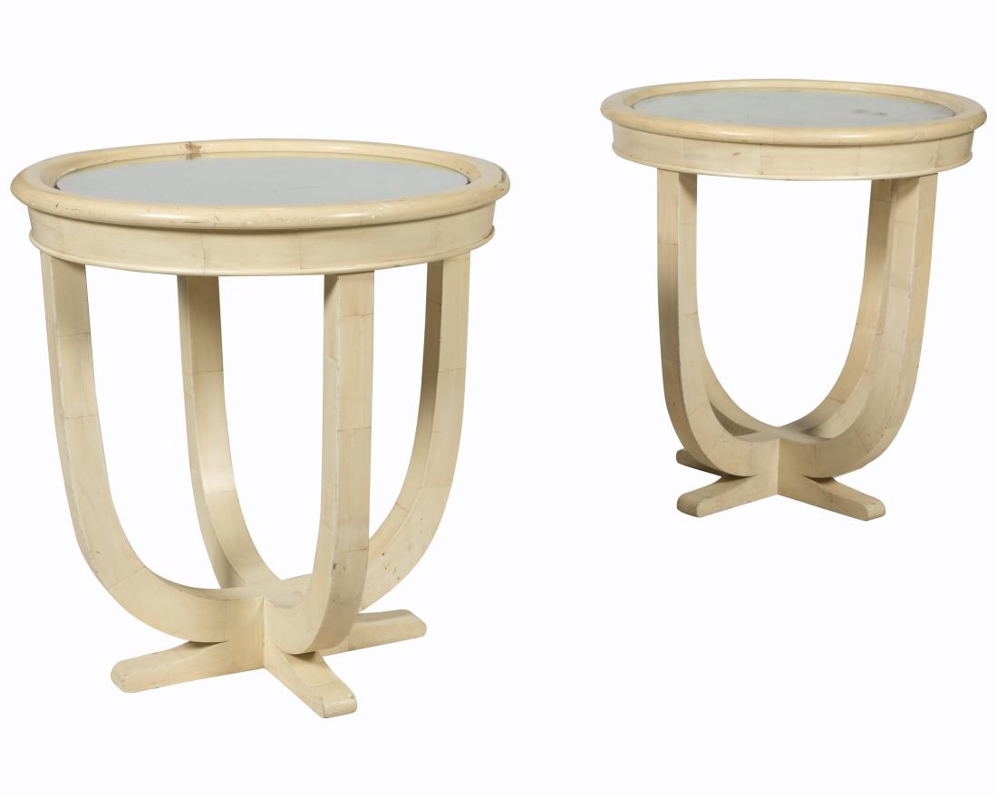 Mirrored Top Painted End Tables (1 of 2)
