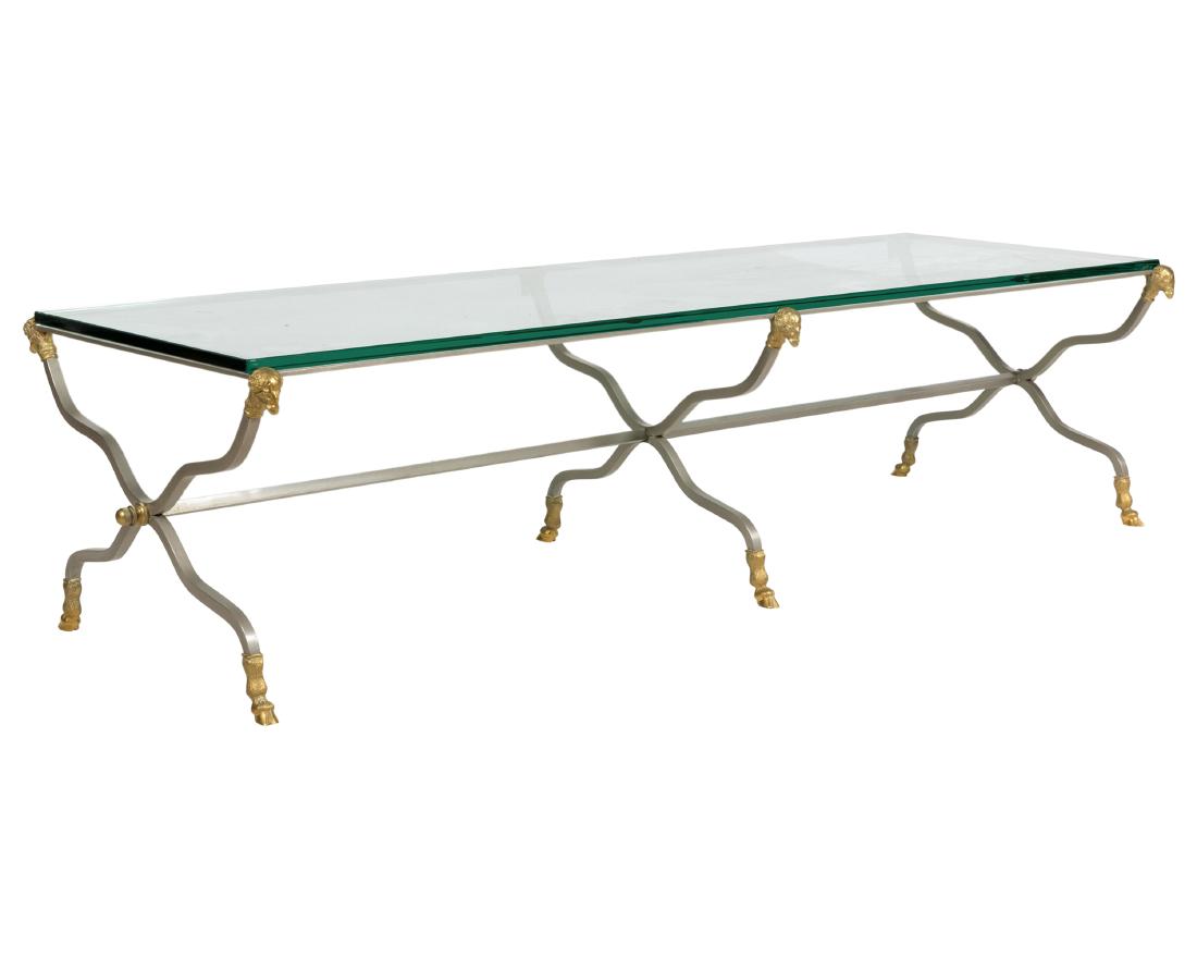 Brushed Steel and Brass Rams Head Coffee Table (1 of 3)