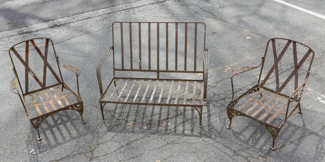 Deco Style Iron Loveseat and Pair Chairs (1 of 4)