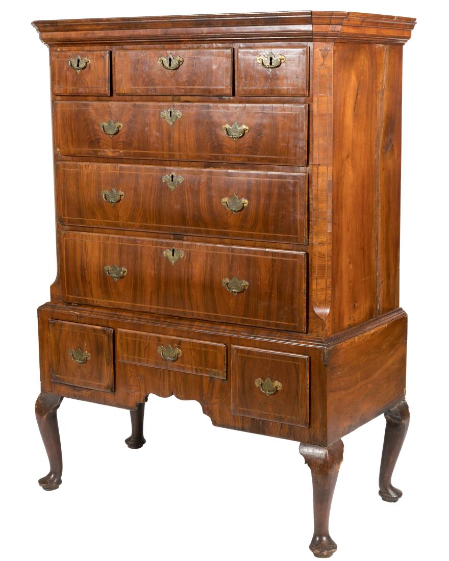 18th C. Queen Anne Burl Walnut Highboy (1 of 9)