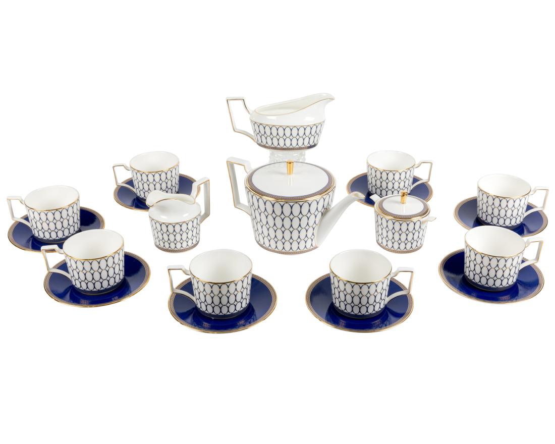 Wedgwood Renaissance Gold Tea Service - 20 Pieces: Description - Wedgwood renaissance gold tea service for 8 including 20 pieces. Dimensions - Teapot - 5.5" x 9.5" x 5.5"