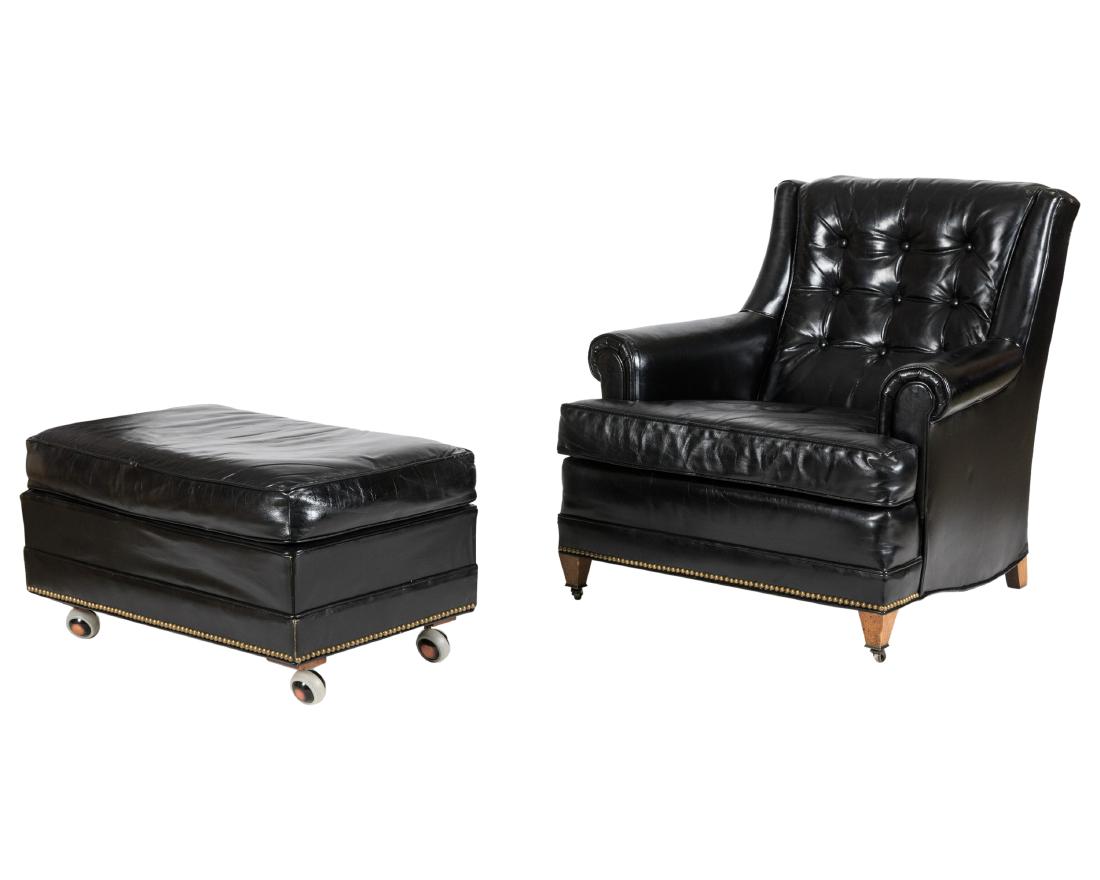 Sherrill Tufted Leather Club Chair and Ottoman (1 of 5)