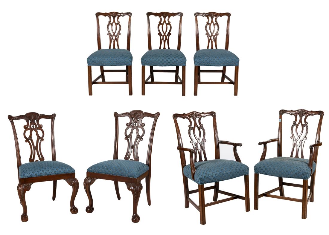 Chippendale Style Mahogany Chairs - Seven (1 of 8)