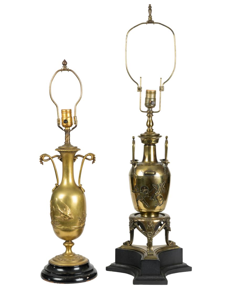 Two Bronze Urn Shaped Lamps (1 of 5)