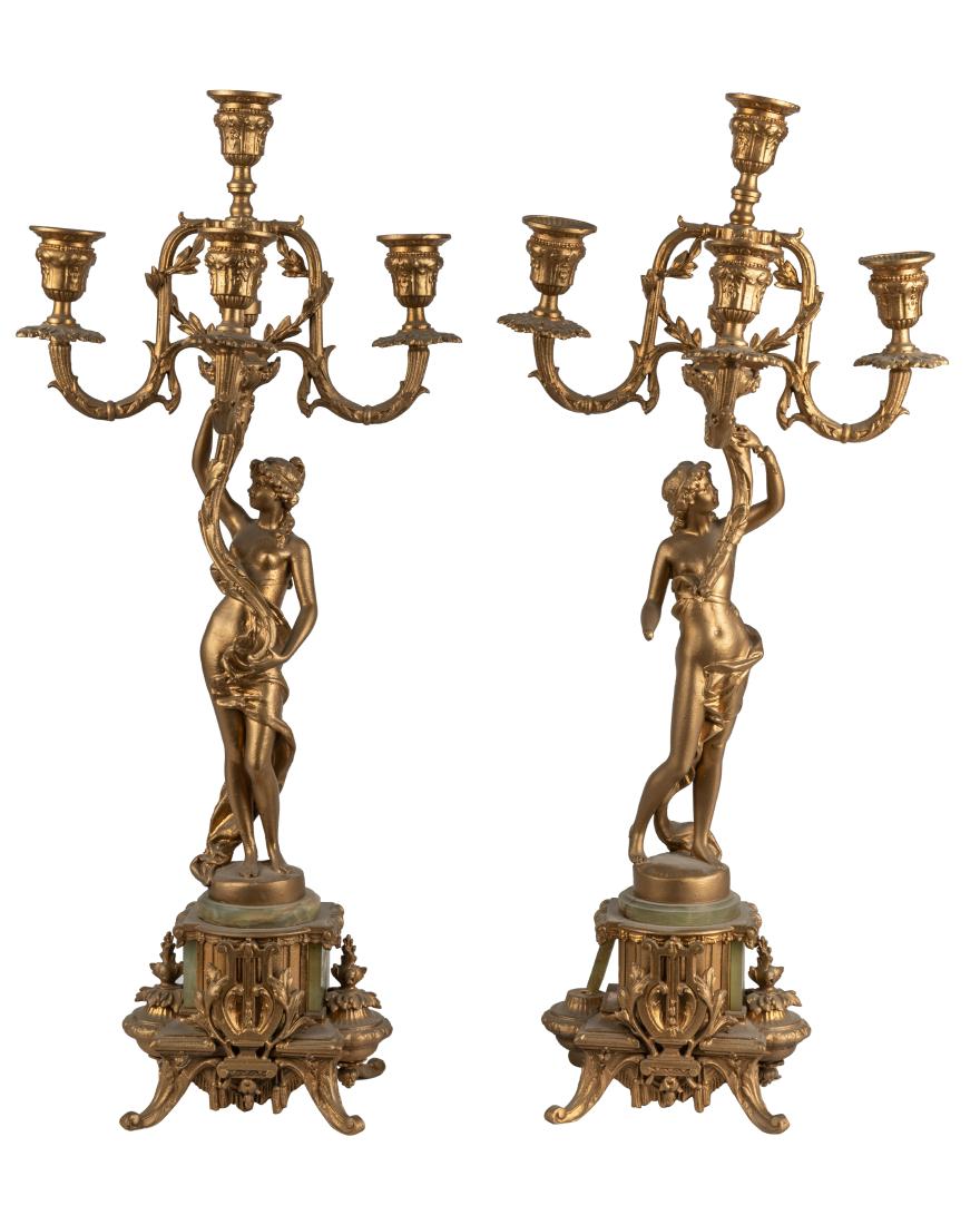 Gilt Metal and Onyx Figural Candelabras - Pair (1 of 5)