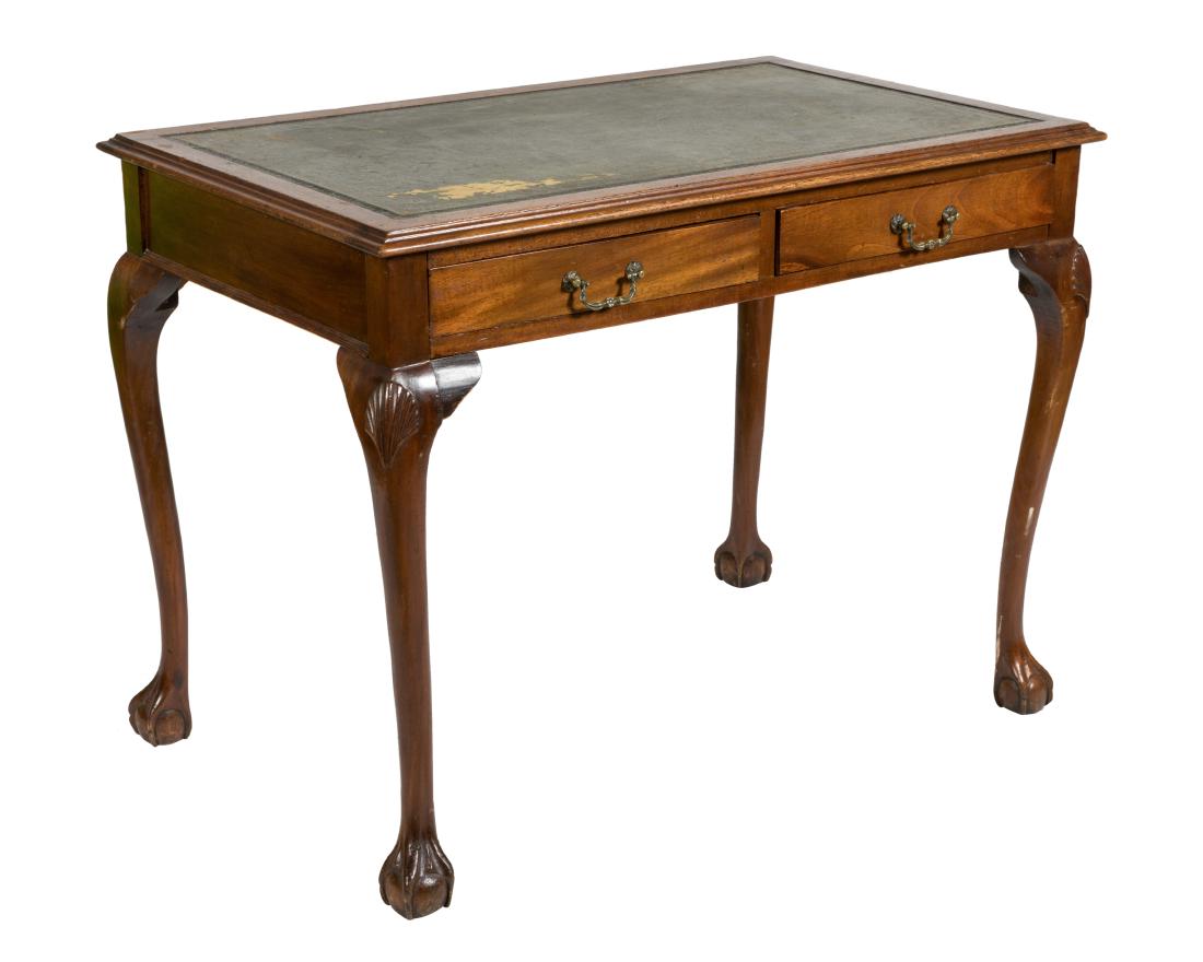 19th C. Mahogany Leather Top Writing Table (1 of 5)