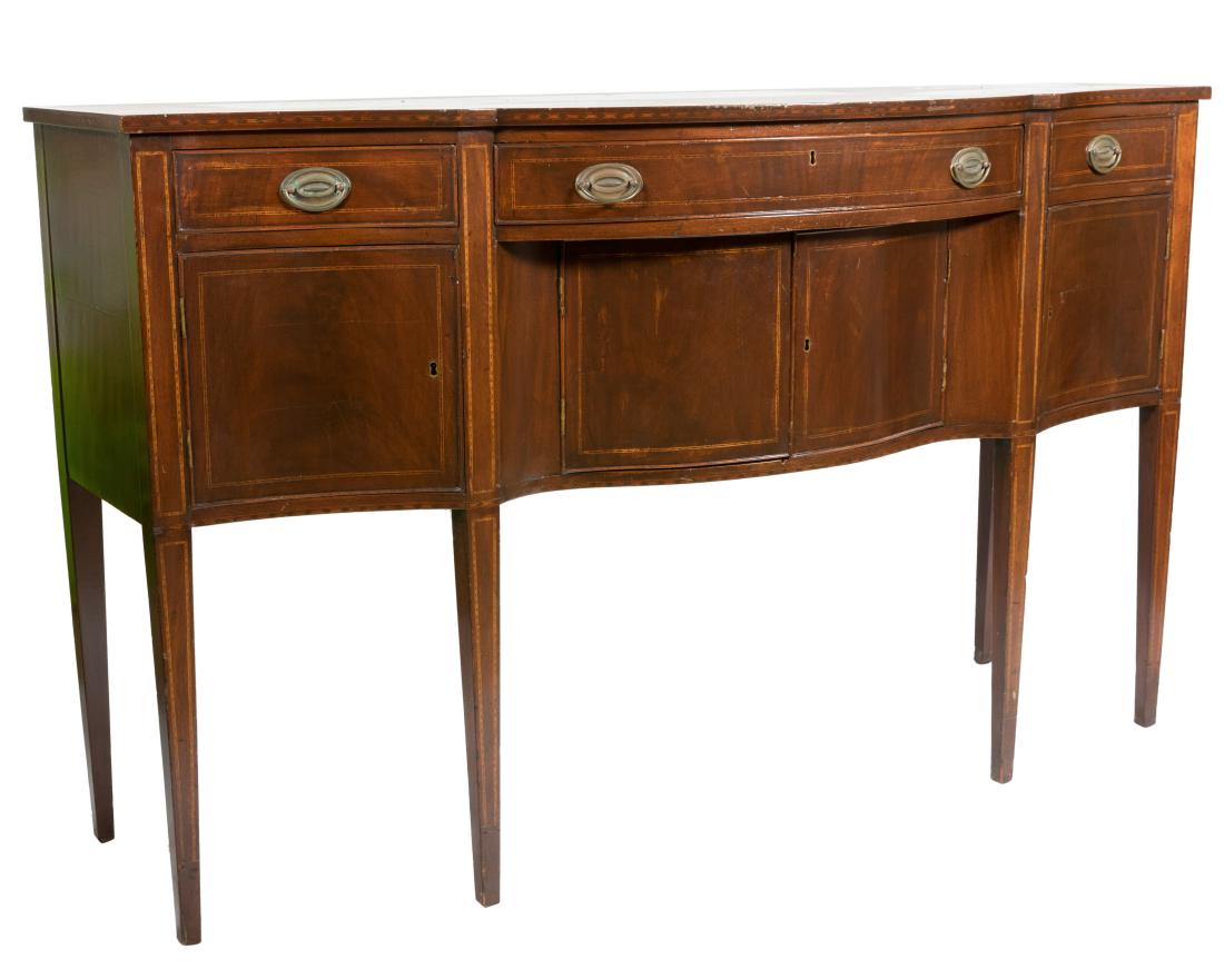 19th C. Federal Mahogany Bow Front Sideboard (1 of 8)
