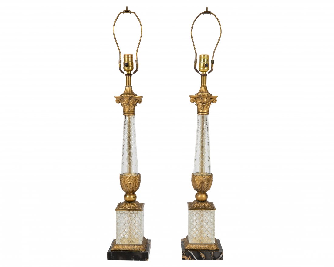 Empire Style Crystal and Gilt Metal Lamps (1 of 4)