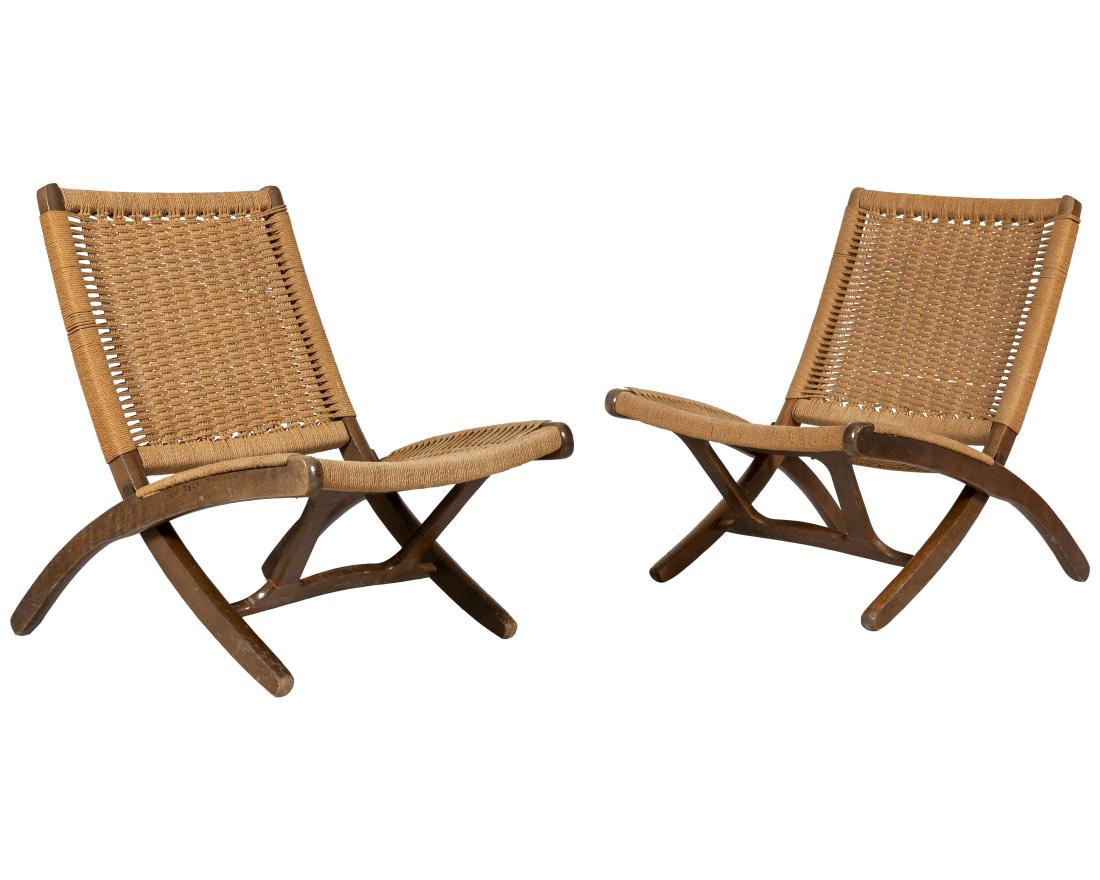Hans Wegner Style Folding Chairs - Pair (1 of 2)