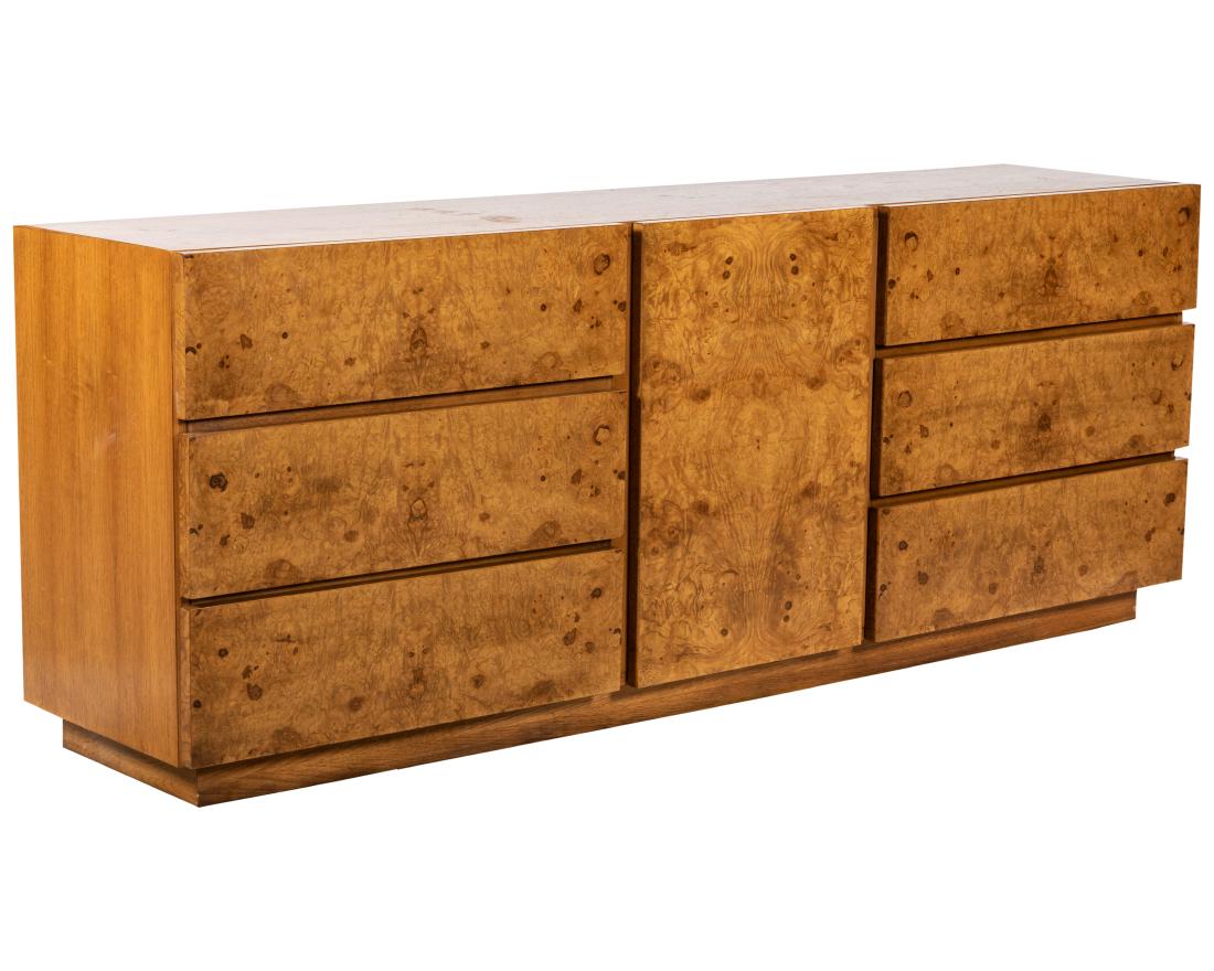Milo Baughman Burl Triple Dresser - Lane: Description - Milo Baughman for Lane burl triple dresser. Dimensions - 30" x 78" x 18"