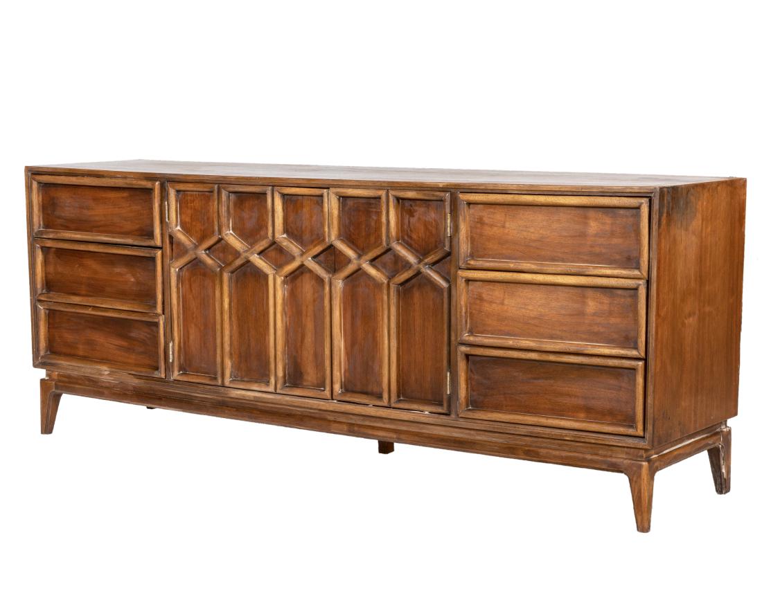 John Cameron Walnut Sculpted "X" Triple Dresser (1 of 6)