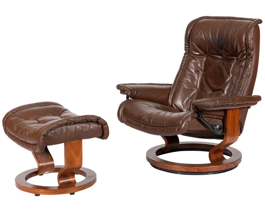 Ekornes Stressless Chair and Ottoman - Signed