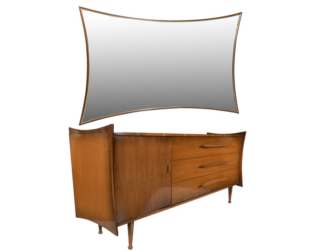 Atomic Style Walnut Credenza and Mirror (1 of 7)