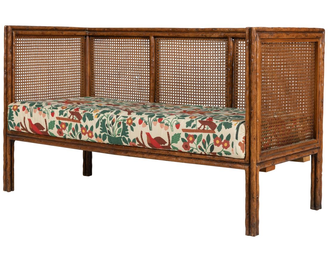 Faux Twig Three Sided Cane Bench (1 of 4)
