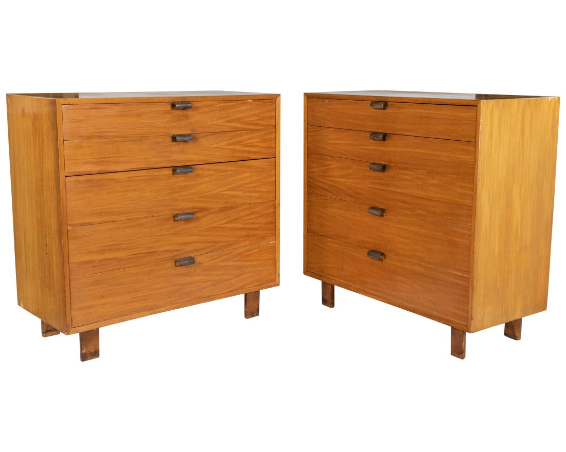 George Nelson for Herman Miller Chests - Pair: Description - Pair George Nelson for Herman Miller five drawer chests. Dimensions - 40" x 40" x 18.5"