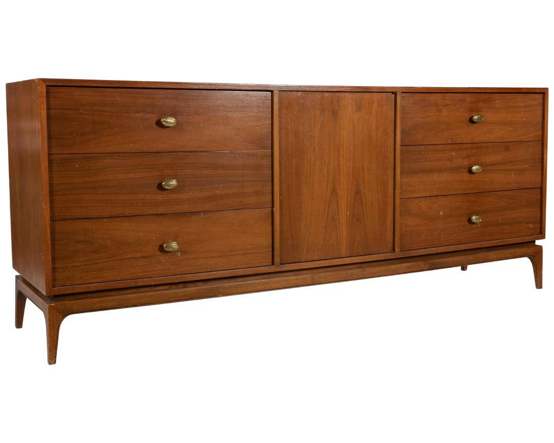 Walnut Credenza: Description - Walnut credenza. Dimensions - 32" x 77.5" x 19"