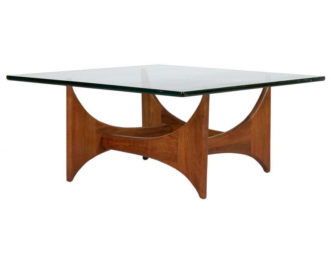 Adrian Pearsall Coffee Table: Description - Adrian Pearsall glass coffee table. Dimensions - 16" x 36"