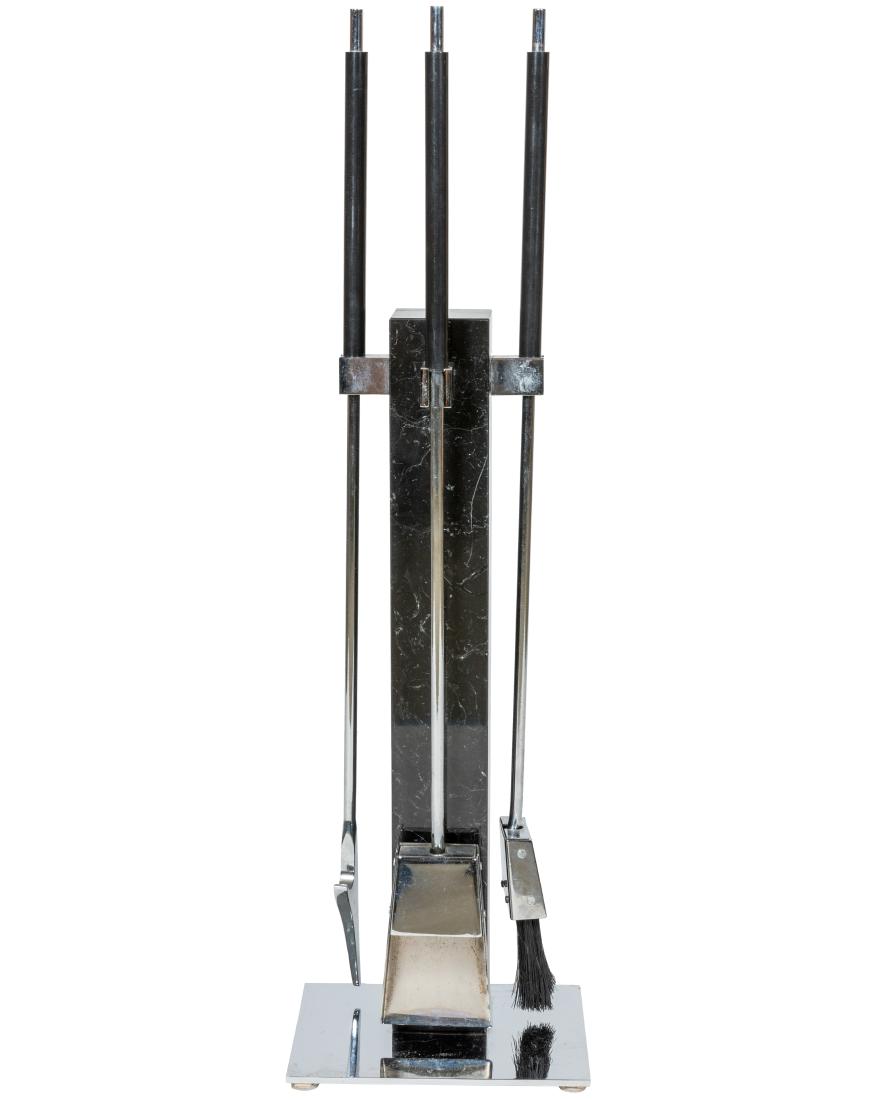 Abrizzi Fireplace Tools: Description - Abrizzi chrome and marble fireplace tools. Dimensions - 35" x 9" x 10"