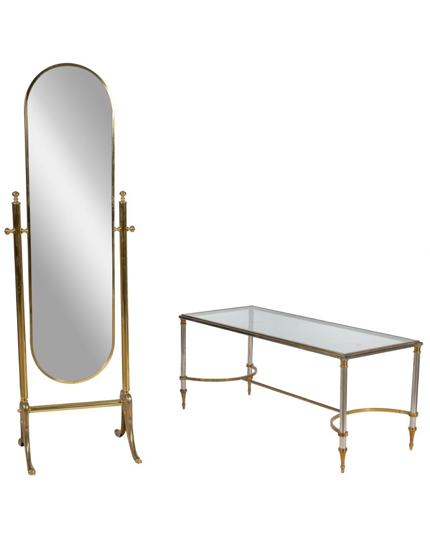 Brass Cheval Mirror and Table (1 of 1)