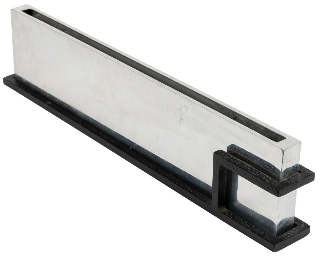 Michael Aram Chrome and Iron Planter - Signed: Description - Michael Aram chrome and iron planter, signed. Dimensions - 4.25" x 19" x 2"