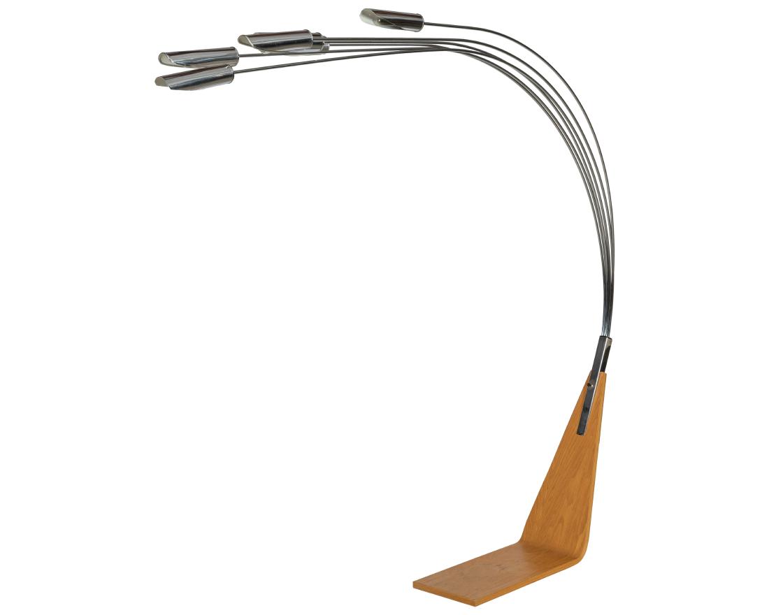 Chrome and Wood Six Light Arc Lamp (1 of 2)
