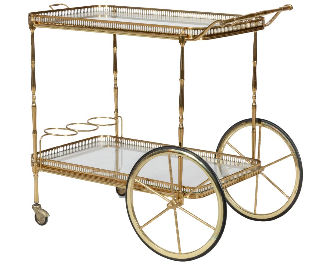 Two Tier Brass and Glass Serving Cart (1 of 2)