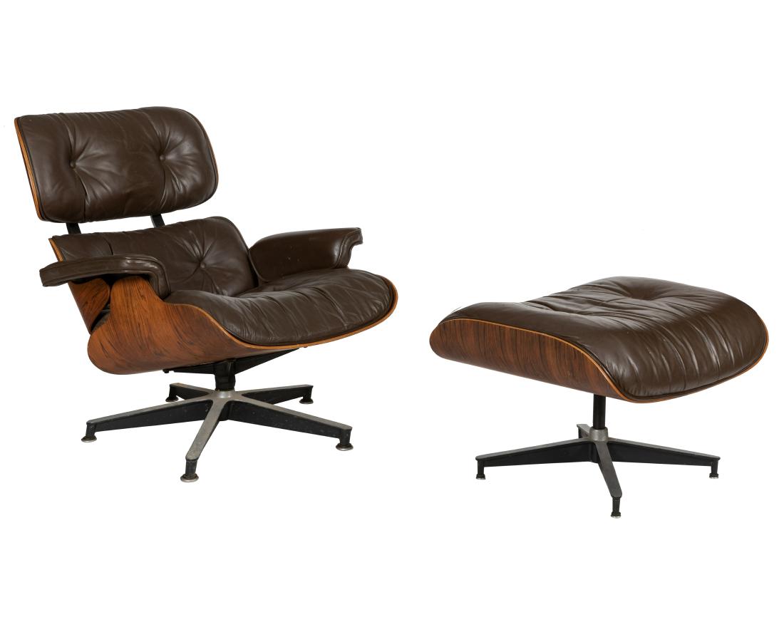 Charles Eames - Lounge and Ottoman - Rosewood: Description - Charles Eames for Herman Miller rosewood chair and ottoman, Models 670 and 671. Dimensions - 35" x 32" x 33"