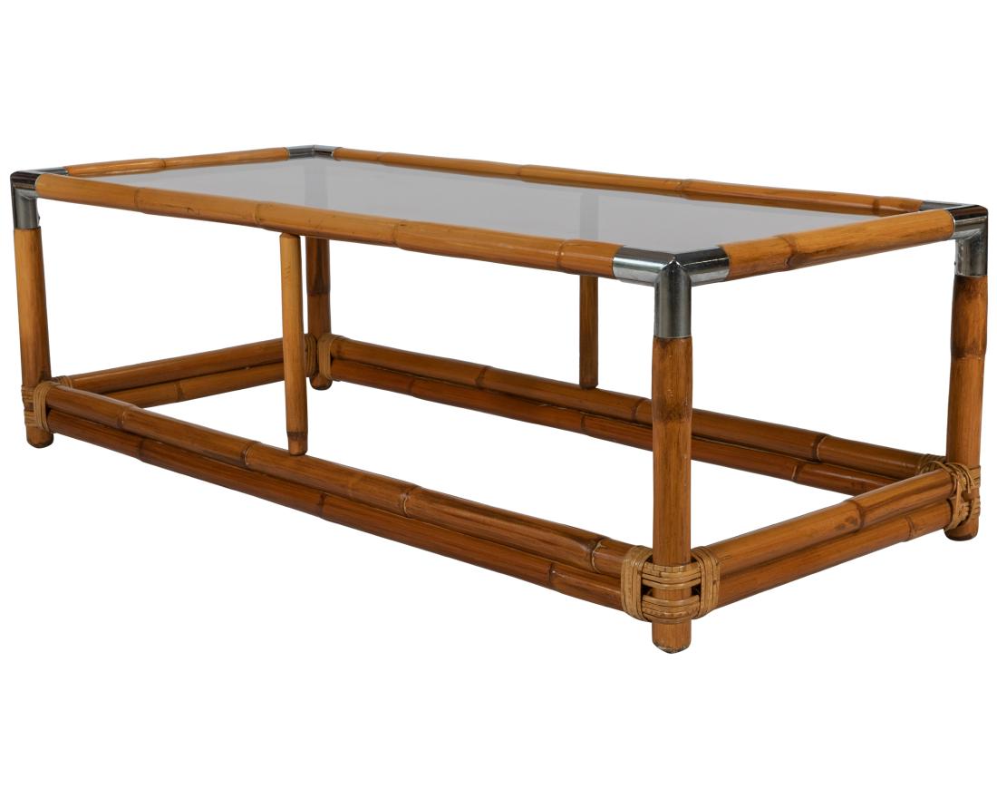 Bamboo and Smoked Glass Coffee Table (1 of 2)