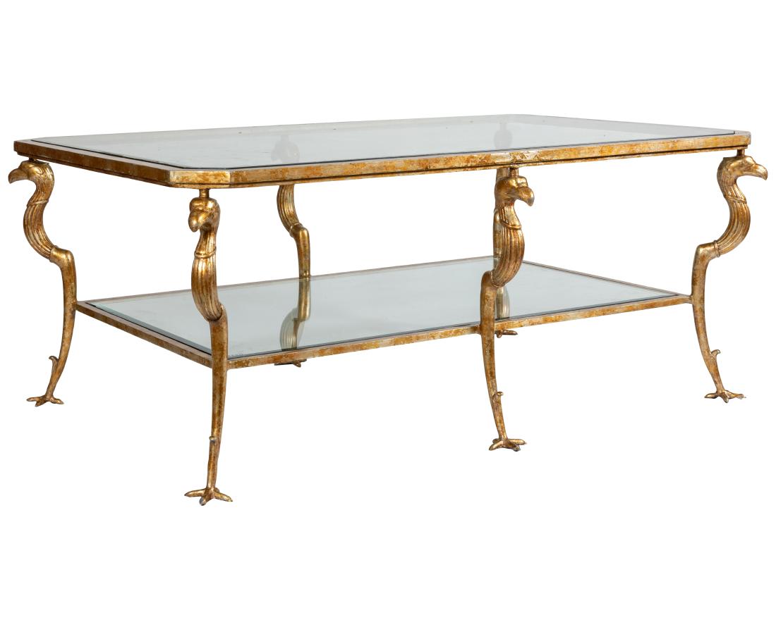 Hollywood Regency Iron and Glass Coffee Table (1 of 2)