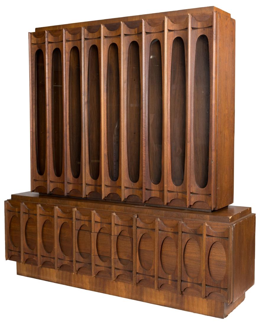 Brutalist Style Walnut Breakfront (1 of 3)