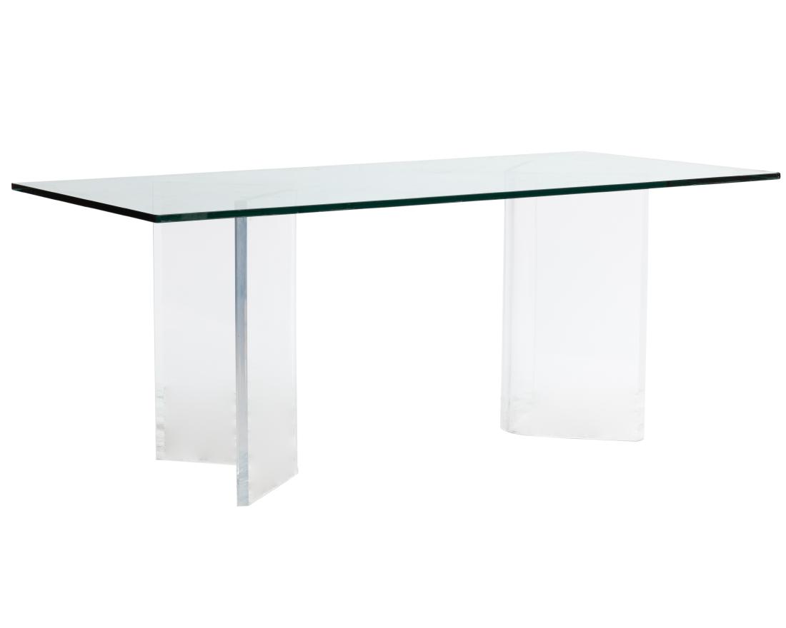 Double Pedestal Lucite and Glass Dining Table (1 of 2)