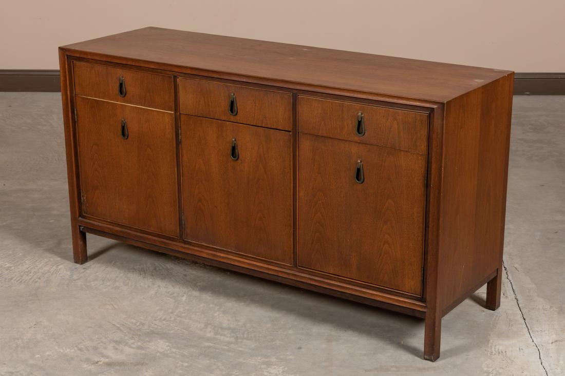 Walnut Credenza: Description - A mid century walnut credenza. Dimensions - 76.5" x 58" x 19"