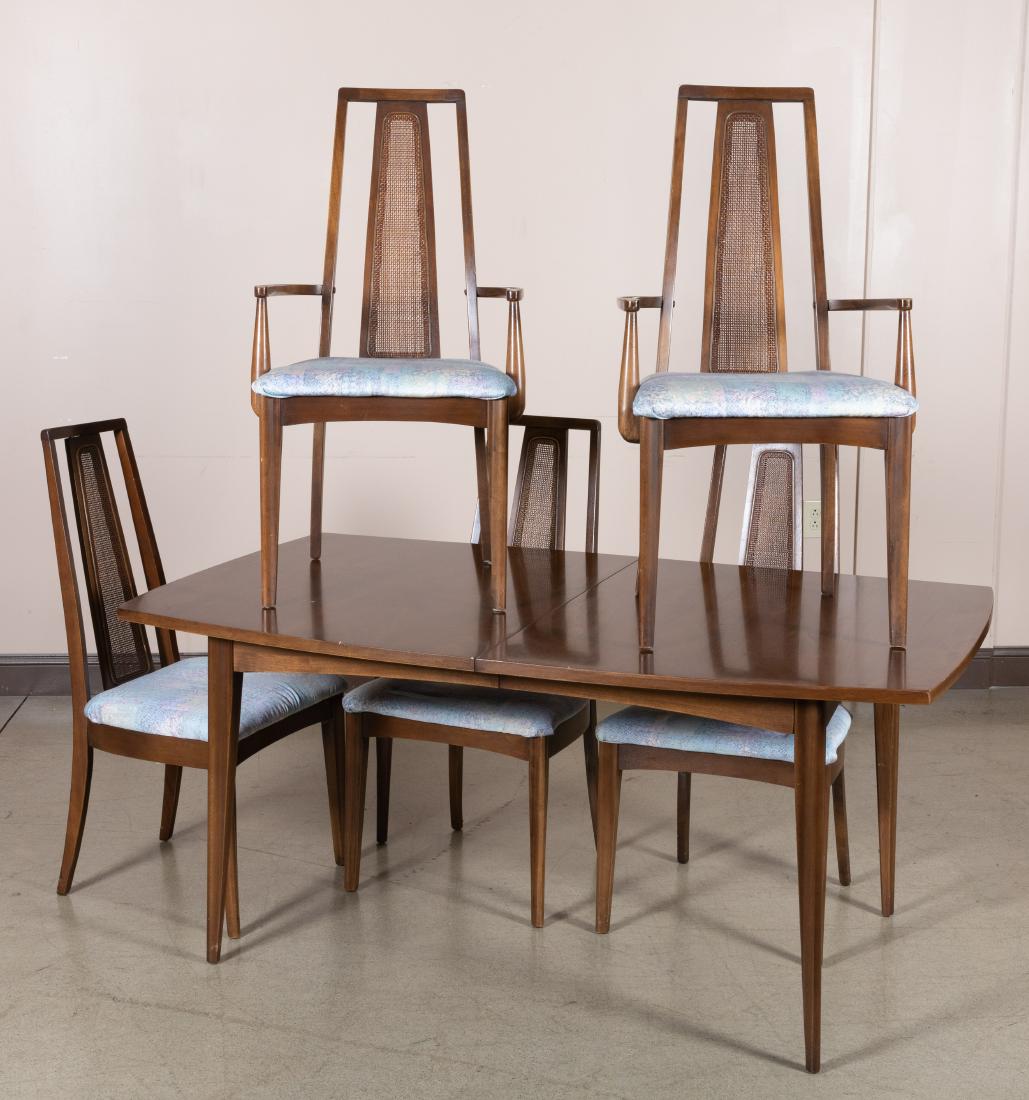 Walnut Dining Table and Five Cane Back Chairs (1 of 4)