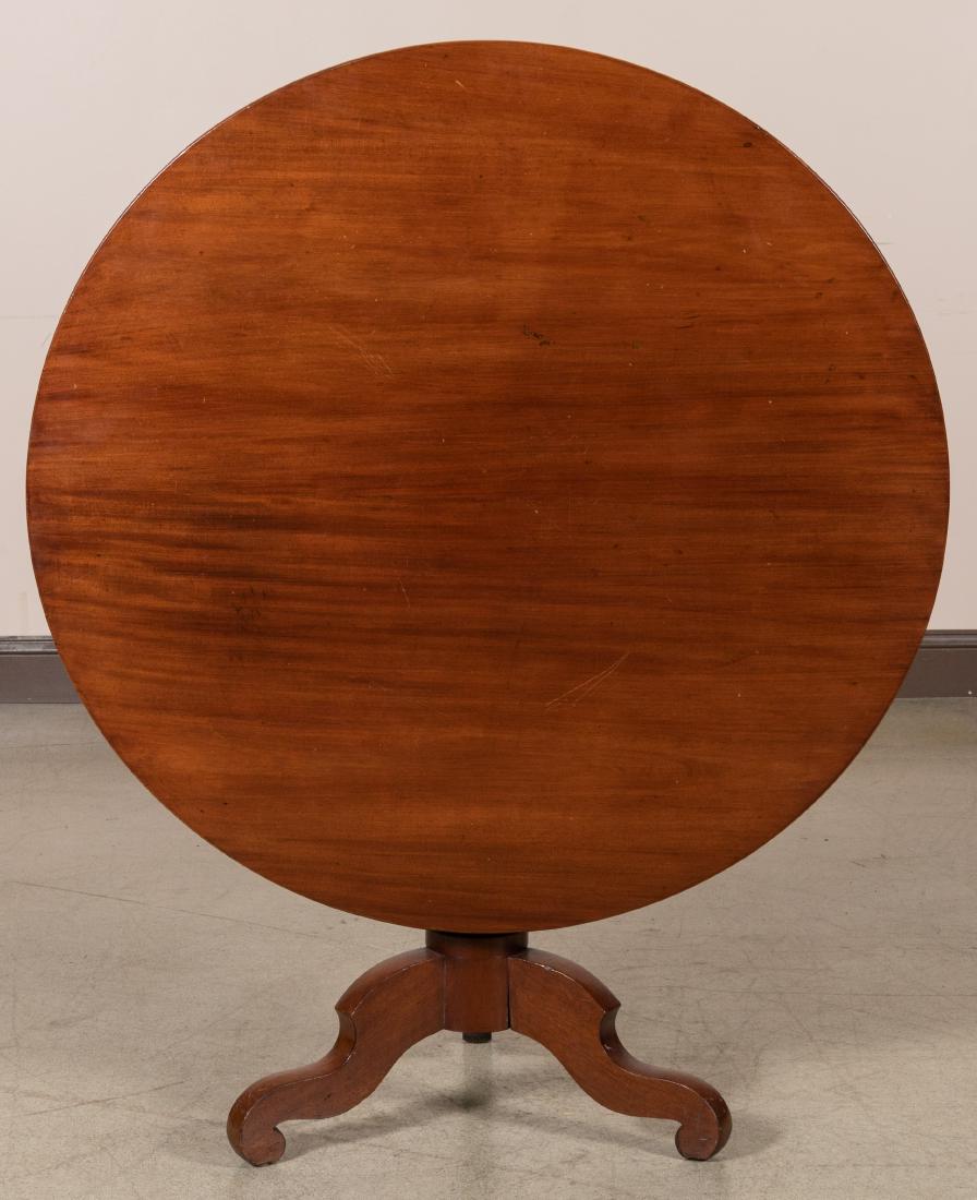 Mahogany Tilt Top Table: Description - Mahogany tilt top table. Dimensions -