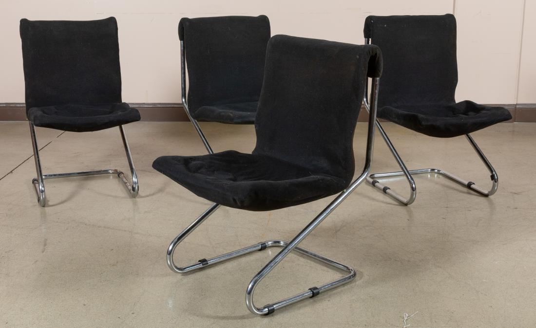 Four Chrome Cantilever  Dining Chairs (1 of 3)