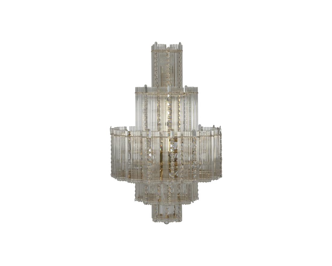 Sciolari for Lightolier Glass Rod Chandelier: Description - Sciolari for Lightolier glass rod five tier chandelier. Dimensions - 45" x 28"