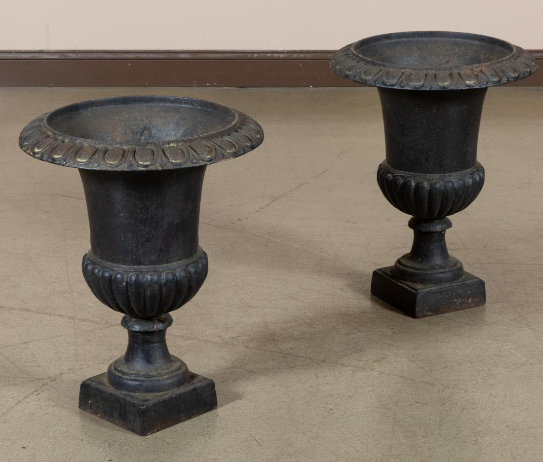 Pair Cast Iron Urns (1 of 2)