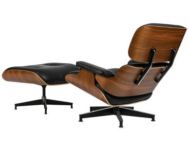 Charles and Ray Eames - Lounge Chair and Ottoman: Description - Eames Herman Miller walnut lounge chair(model 670) and ottoman(671) 50th anniversary. Dimensions - 32" x 33" x 34"