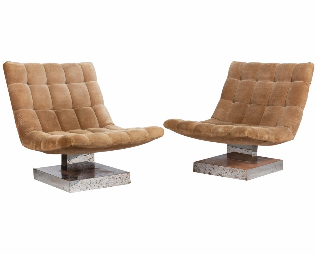 Milo Baughman Style -  Tufted Lounge Chairs (1 of 4)
