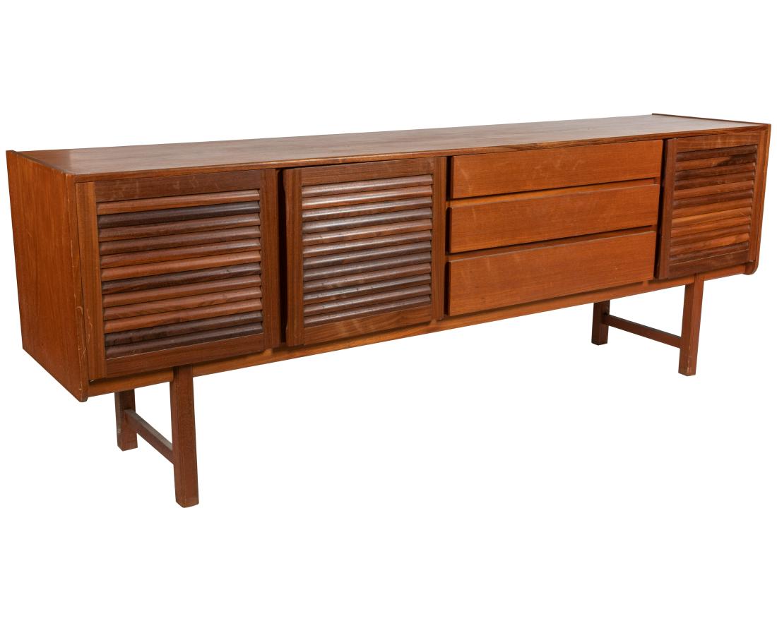 A. H. McIntosh - Teak Credenza: Description - A. H. McIntosh & Co. Danish style teak credenza. Dimensions - 29.5" x 82" x 17.5"
