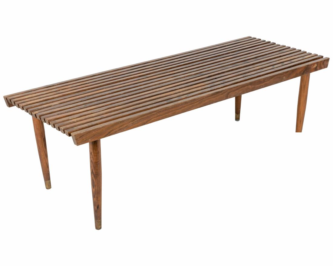 Mid Century Walnut Slat Bench (1 of 2)