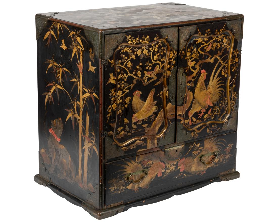 Decorated Lacquer Oriental Cabinet (1 of 12)