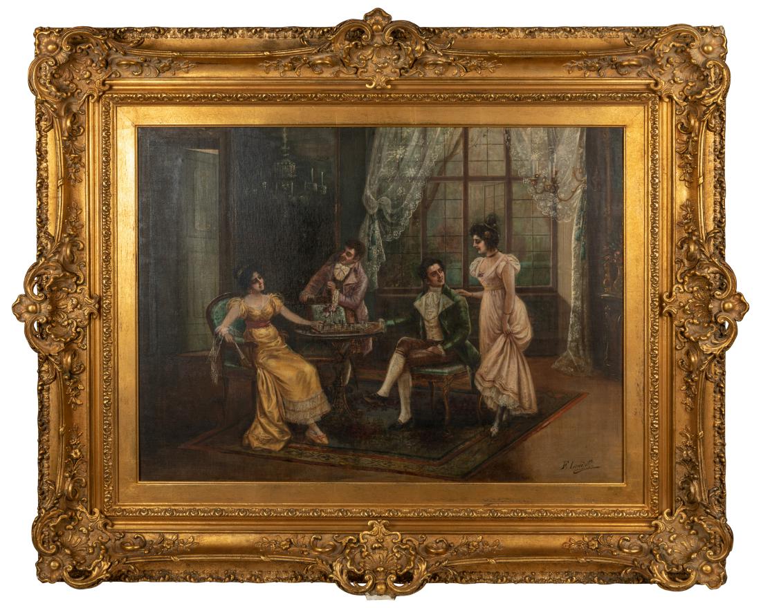 Oil on Canvas - Parlor Scene - Signed (1 of 4)