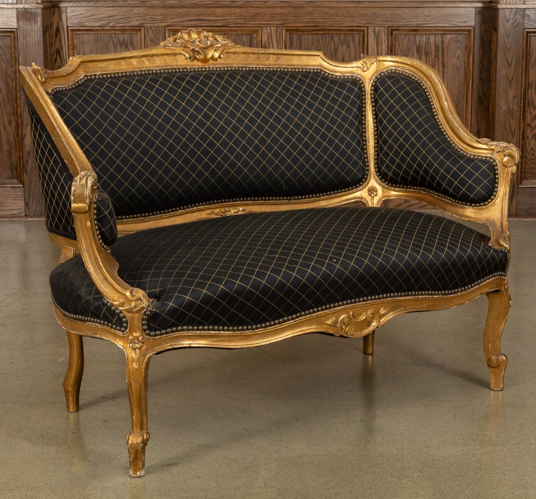 Louis XV Loveseat: Description - Louis XV giltwood loveseat. Dimensions - 35.5" x 49" x 24"