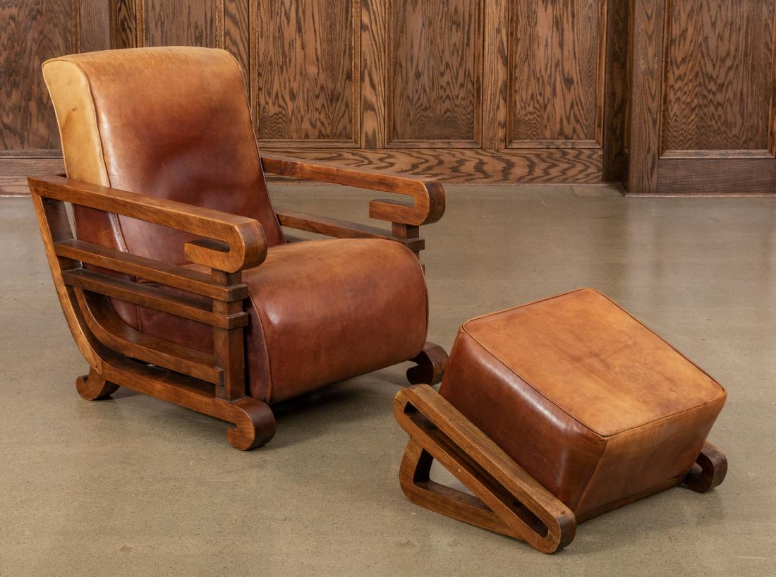 Chinese Modern Style Chair and Ottoman (1 of 4)