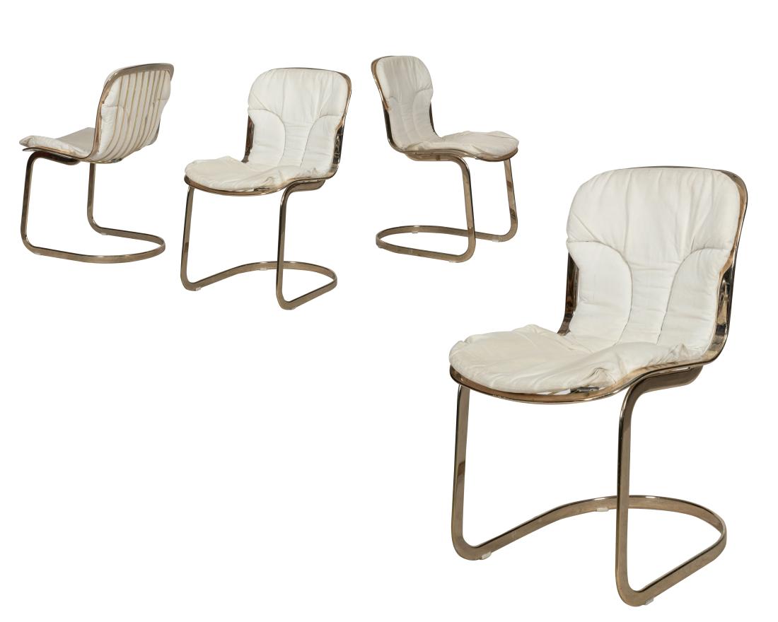 Willy Rizzo - Cidue Chairs: Description - Set of four Willy Rizzo for Cidue brass plated kitchen chairs. Dimensions - 32" x 17.5" x 24"