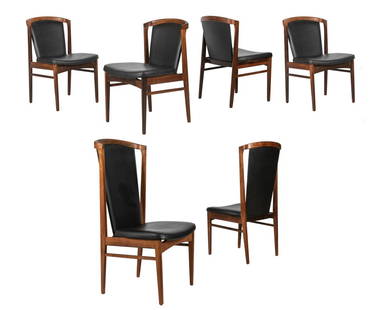 Eric Buck - Erik Christensen Rosewood Chairs: Description - Set of 6 Eric Buck Danish Rosewood Chairs for Erik Christensen and Vamdrup Mobler. Including two captains chairs. Dimensions - captains - 42" x 20" x 19.5"