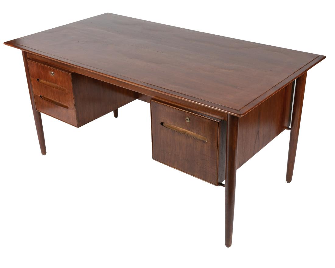 Selig - Danish Teak Desk: Description - Selig Danish teak desk with bookcase back. Dimensions - 29" x 59" x 31.5"