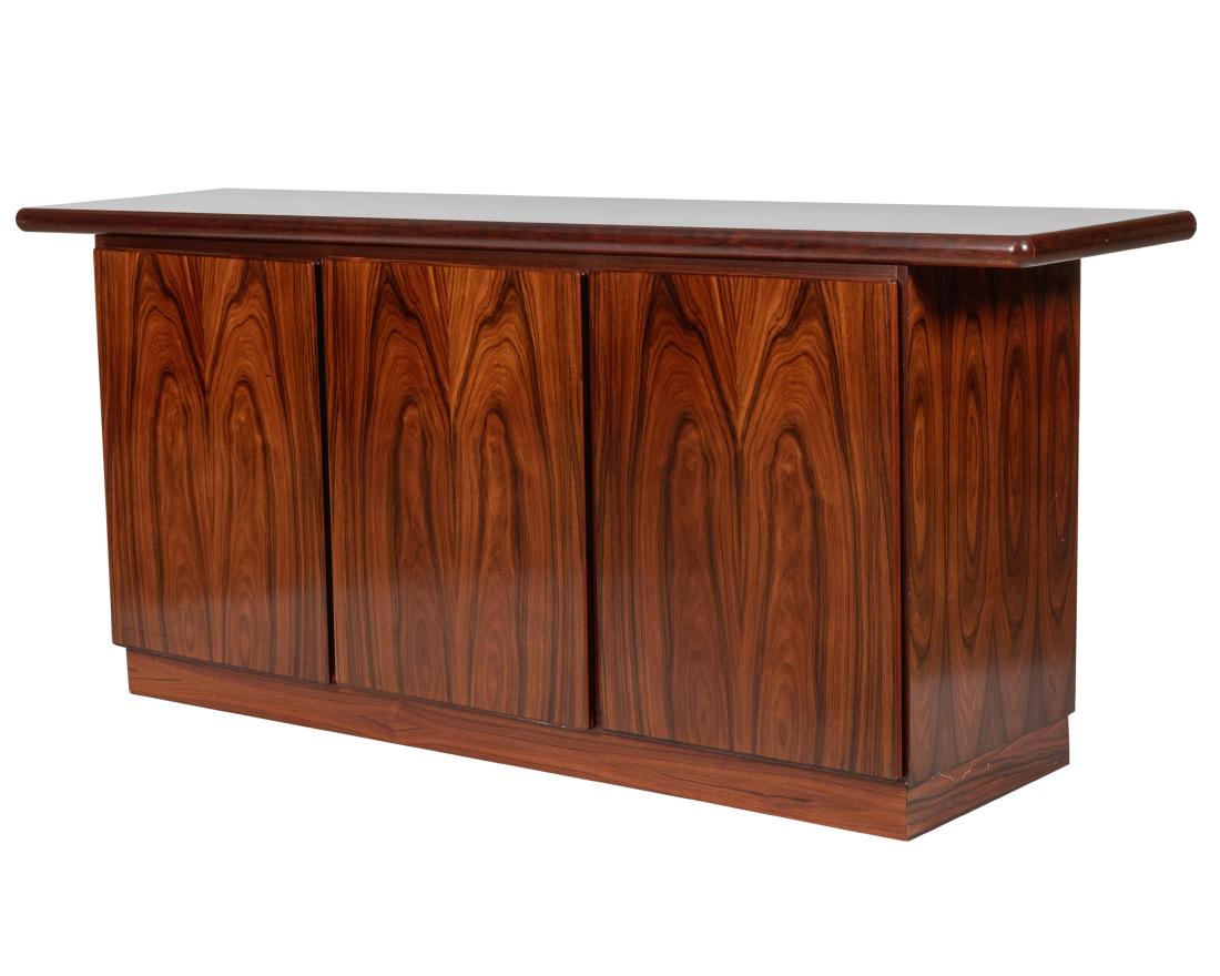 Rasmus - Denmark - Rosewood Credenza: Description - A Rasmus of Denmark rosewood credenza Dimensions - 32" x 75" x 19"