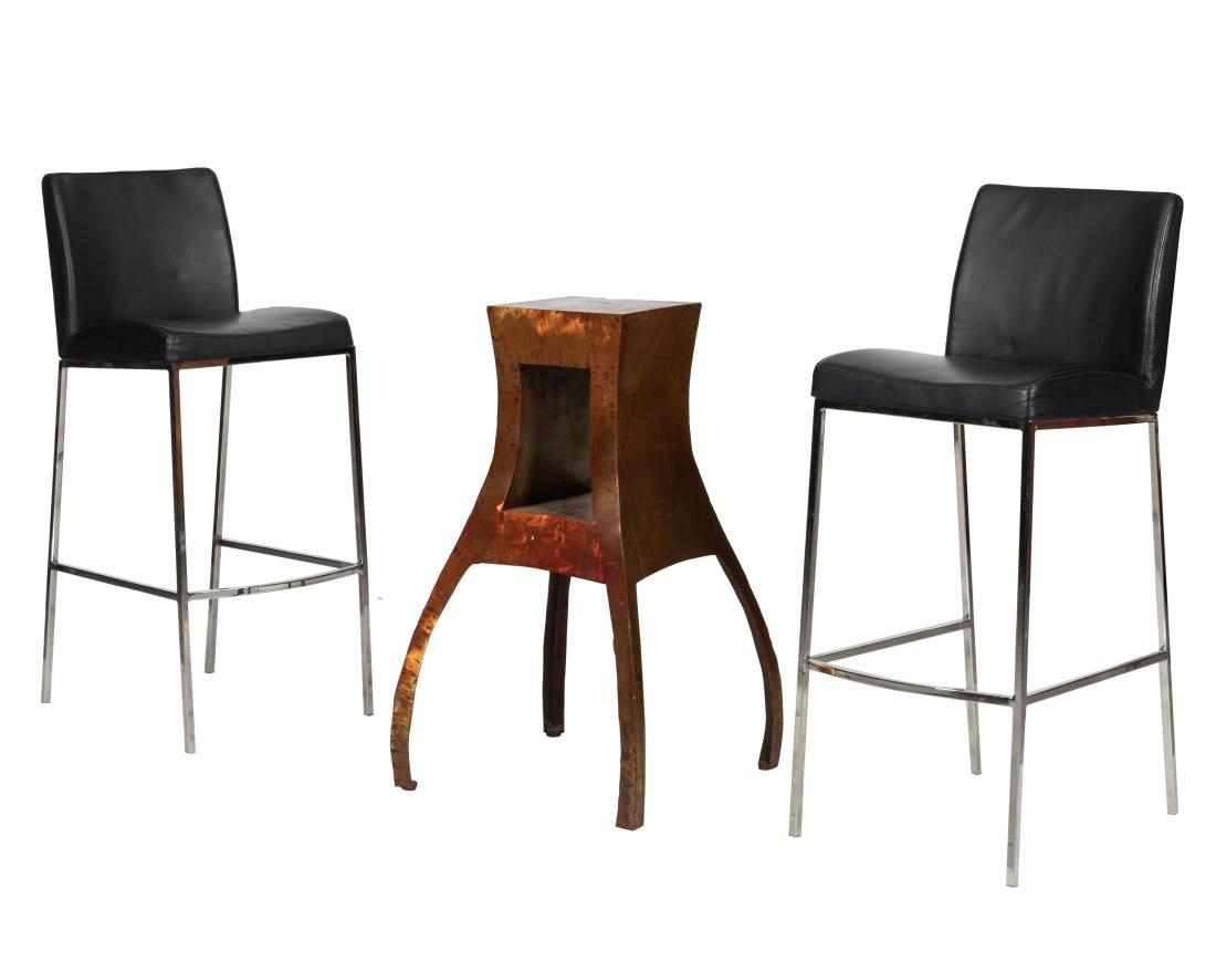 Pair Chrome Stools and Freeform Sculpture (1 of 1)